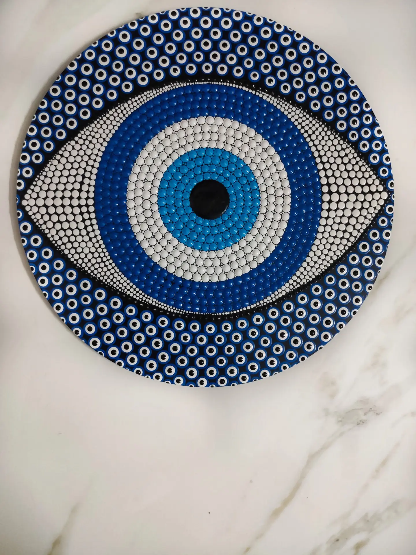 Evil Eye Blue Mandala Art | 22-Inch Round Wall Decor - Image 3