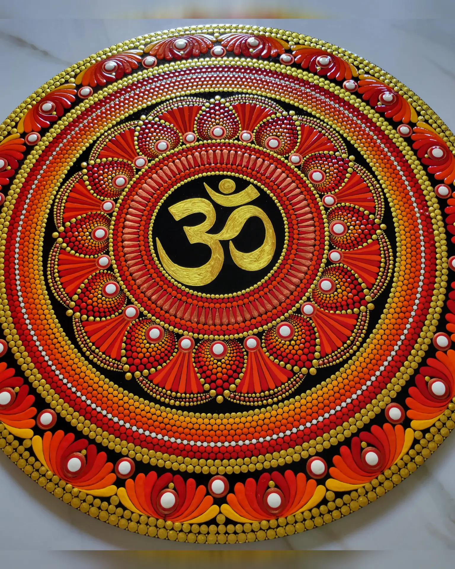 Hand-painted DOT Mandala OM MDF | 18 INCH - Image 5