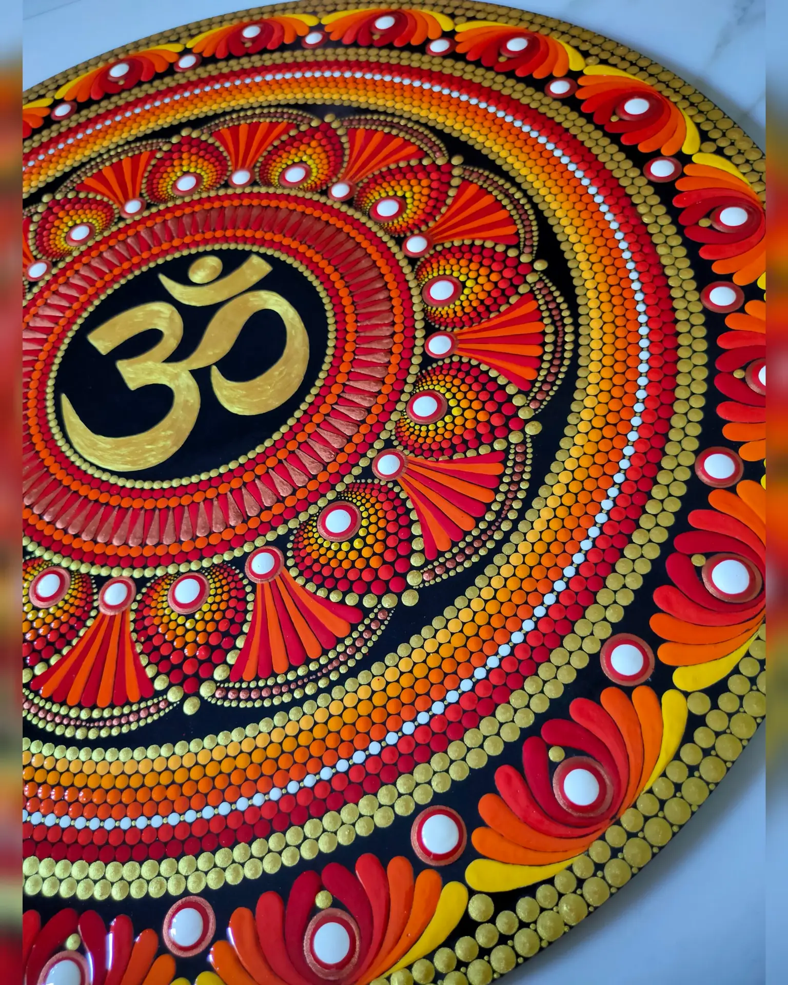 Hand-painted DOT Mandala OM MDF | 18 INCH - Image 6