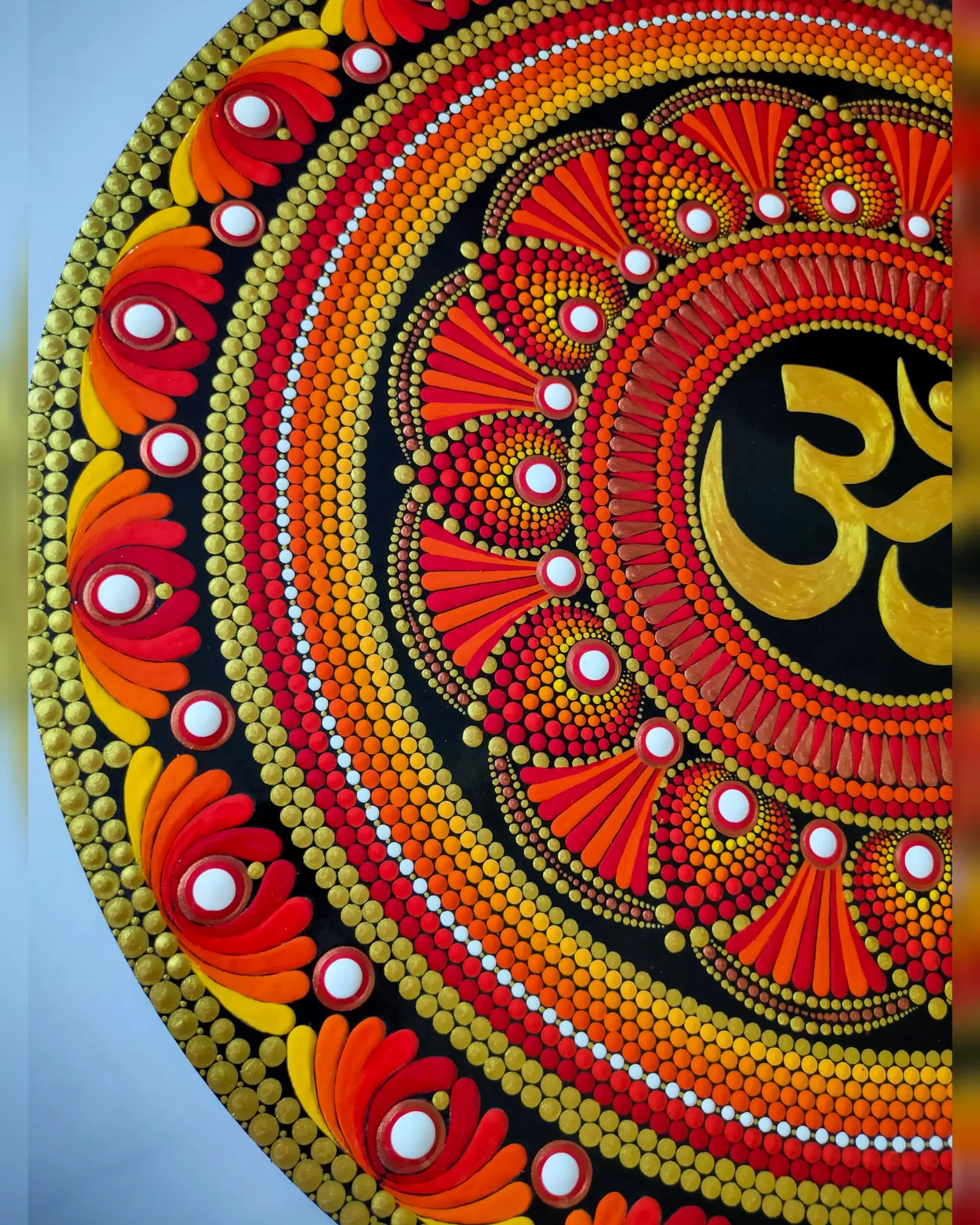 Hand-painted DOT Mandala OM MDF | 18 INCH - Image 3