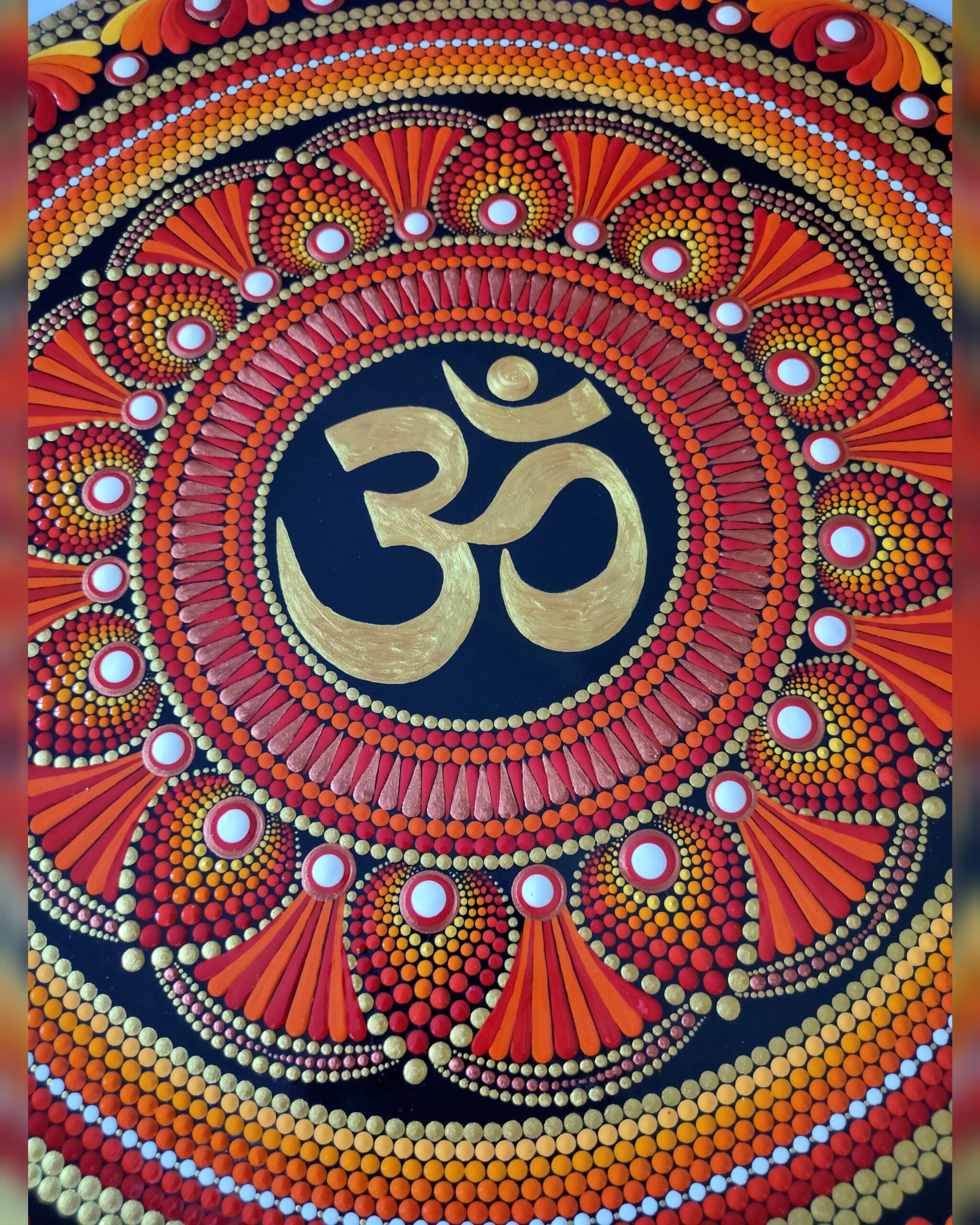 Hand-painted DOT Mandala OM MDF | 18 INCH - Image 2